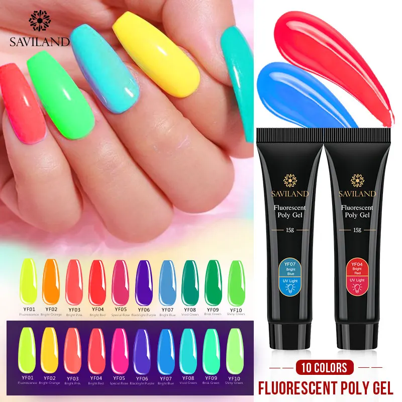 

SAVILAND Fluorescent Poly Gel Quick Building UV LED Builder Gel Nail Promote Polygel Extensions Gel Nail Polish