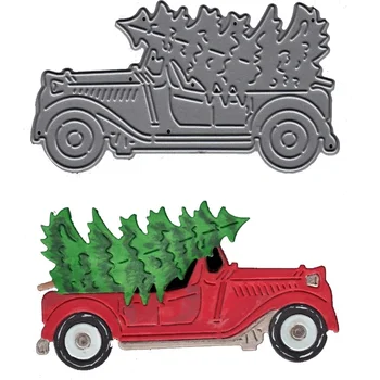 

Crazyclown Truck Carriage Christmas Tree Die Metal Cutting Dies Stencil Scrapbooking Album Embossing Paper Card Decorative