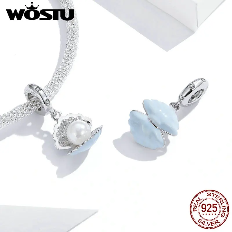 

WOSTU DIY Silver Charm Fit Original Pandora Bracelet Bead 925 Sterling Silver Charm Crystal beads For women jewerly make