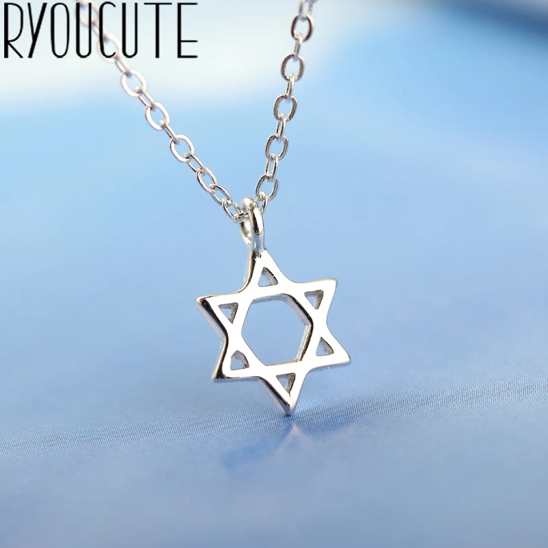

Punk 925 Sterling Silver David Star Necklaces Pendants For Women Gifts Statement Necklaces Colar 2019