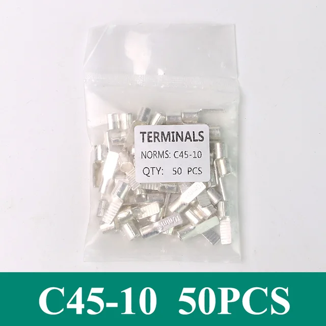 C45 insert DZ47 Air Open Type Cold Pressed Terminal Breaker Pin Copper Welding Piece 1.5-50mm² Cable Terminal Bare Terminals C45-10 50PCS