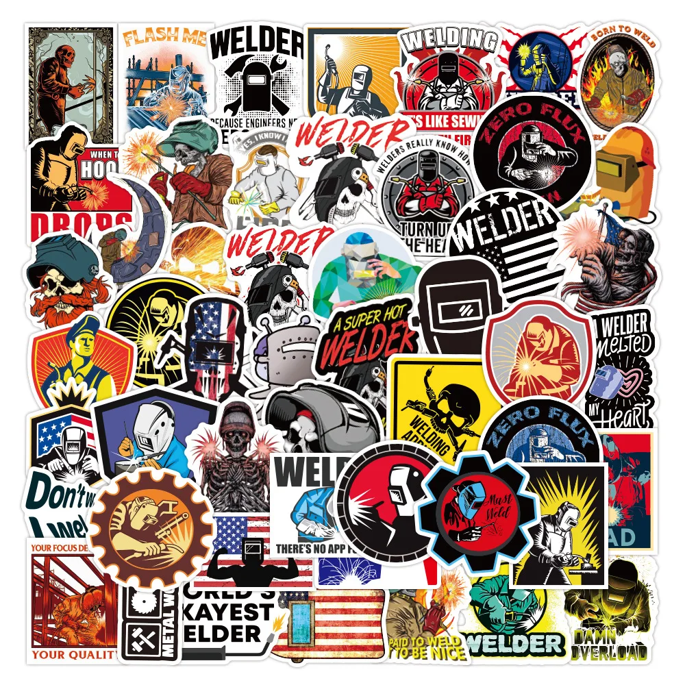 10/30/50PCS Welding Worker Graffiti Stickers Laptop Guitar Luggage Fridge Phone Bike Waterproof Sticker Decal Kid Classic Toys