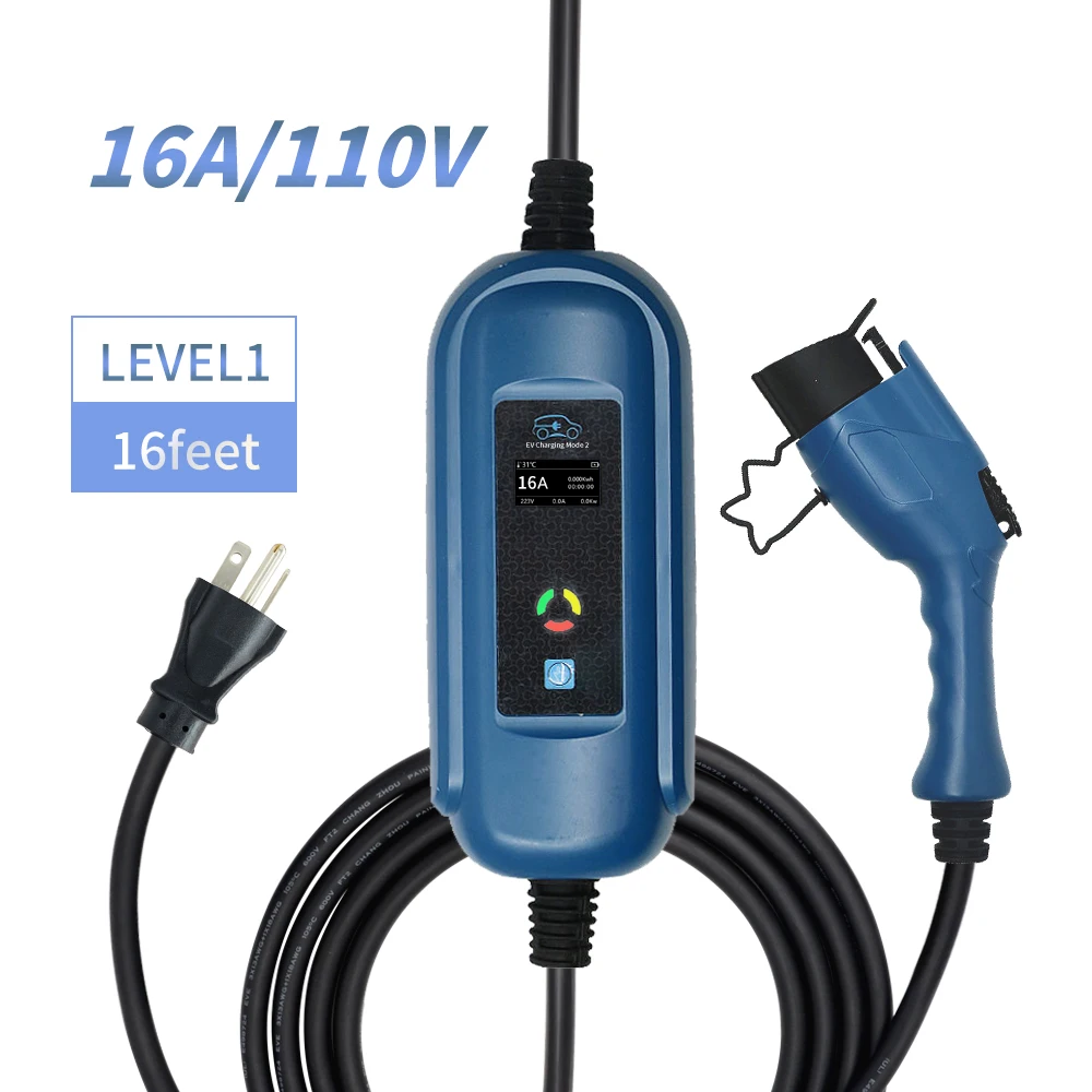 Автомобильное зарядное устройство 8A 10A 13A 16A Регулируемый Тип 1 разъем EVSE AC EV с NEMA6-20