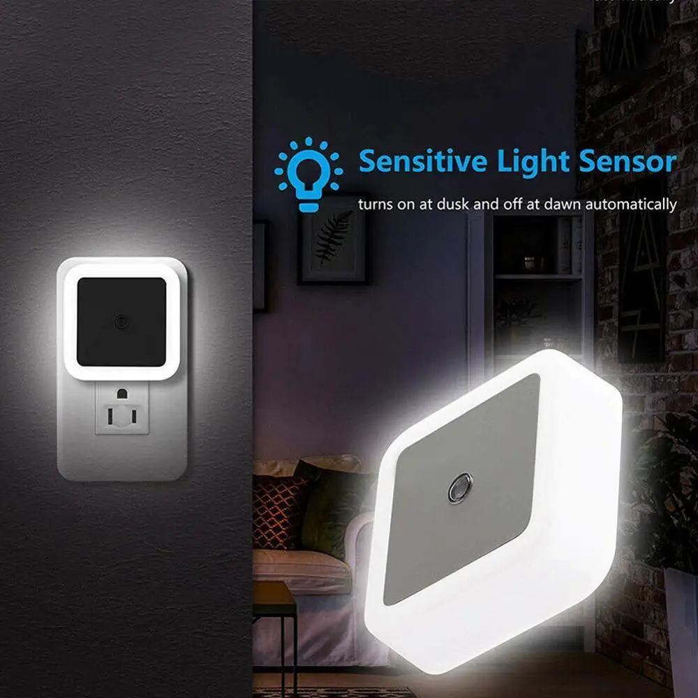 Light Sensor Control Night Mini EU US Plug Novelty Square Bedroom lamp For Baby Gift Romantic Colorful Lights | Лампы и освещение