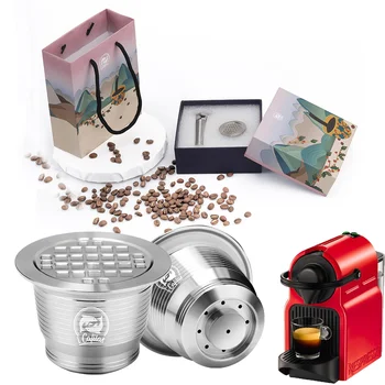 

For Nespresso Coffee Filter Reusable Refillable Capsule Stainless Steel Cup for Citiz Coffee Machine as Gift friend with Tamper