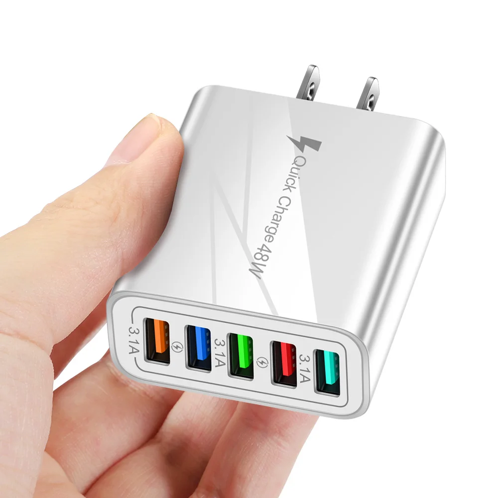 5 USB Charger Fast Charge QC 3.0 48W EU US Plug Wall Charging For iPhone 13 12 11 X Samsung Huawei Xiaomi Mobile phone Charger usb charger Chargers