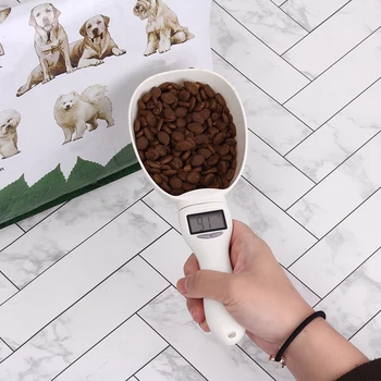 

New Measuring Spoon Cup Pet Food Water Scoop Kitchen Scale Spoon Portable Removeable With Led Display Dog Feeding Dog Supplies