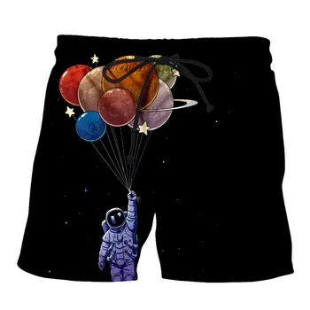 

Universe Balloon 3D Printed Casual Shorts Summer Men's Shorts Watersports Trousers Special Designed Elastic Waist Beach Shorts