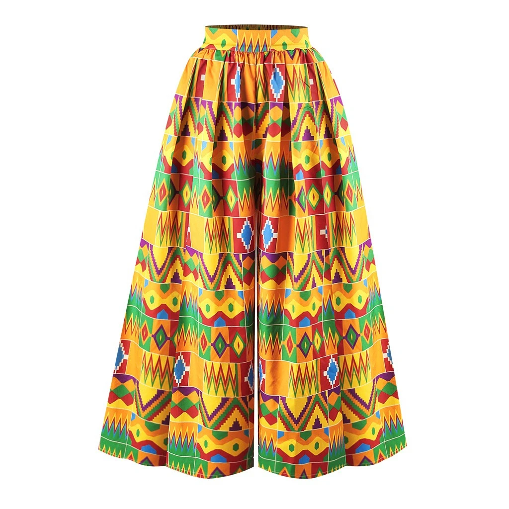 

Women Autumn Easy Chic Vintage Ruffles 3d Digital Print Retro Casual Elasticity Pants Winter Female Flare Palazzo Ladies 808