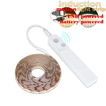 

DC 5V1m 2m 3m PIR Motion Sensor LED Light Tape Battery Or USB Port Powered Movement Detection Cabinet Lamp Closet Kitchen motion