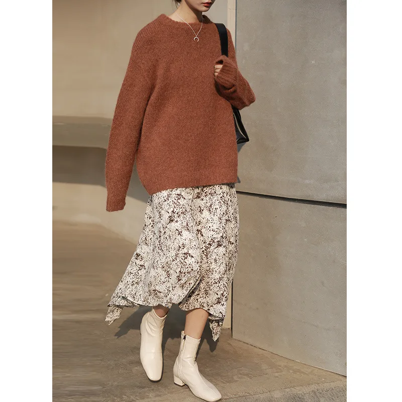 

44% Alpaca+15% Wool Warm Women's Sweaters with Long Sleeves O-Neck Casual Women Sweater and Pullovers 2019 Autumn Winter