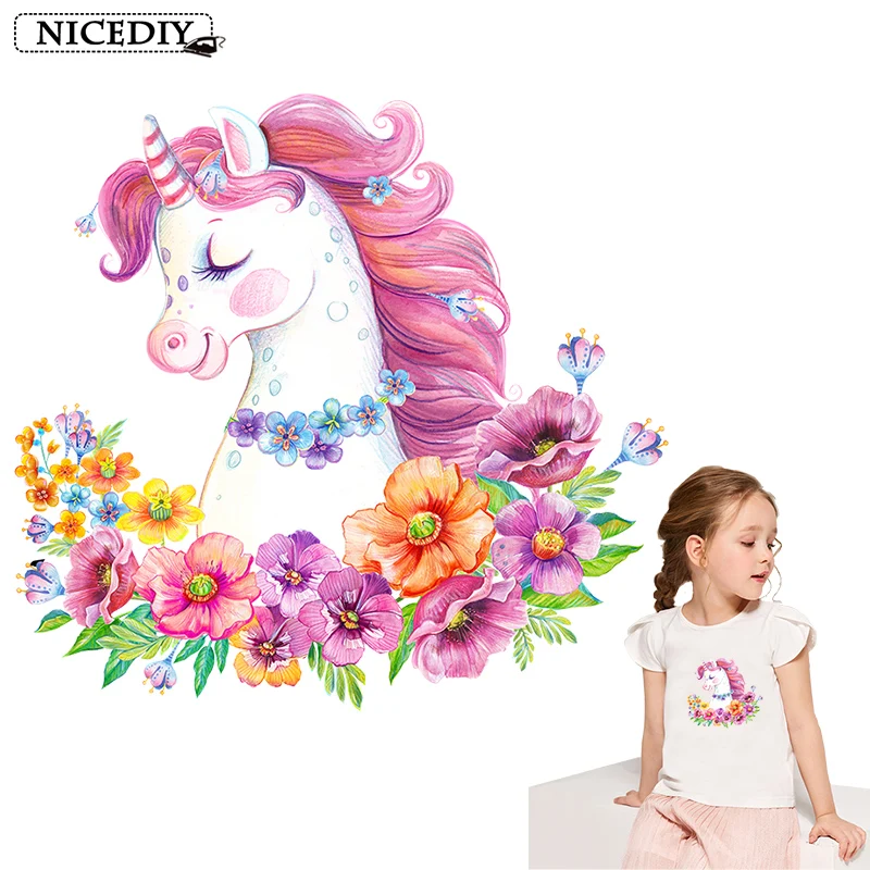 

Nicediy Thermo Stickers Heat Transfer Vinyl Iron On Transfer Patches For Clothes Stripes Unicorn Patch Badge Cartoon Applique