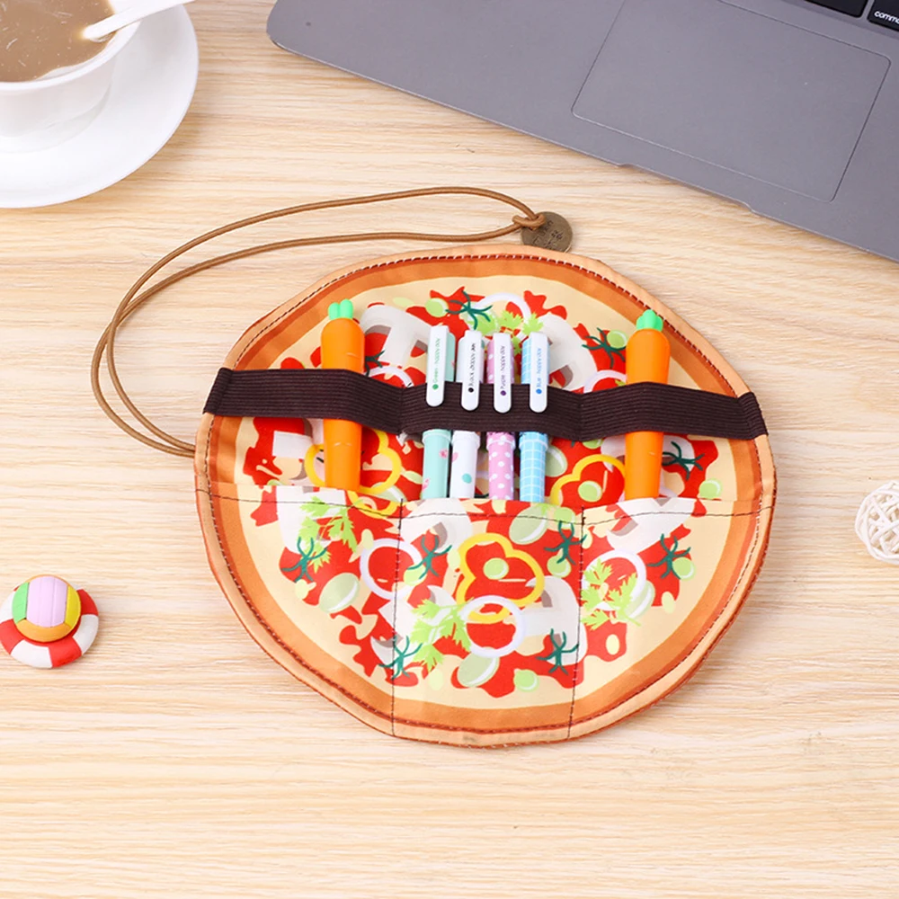 

New Creative Pizza Pen Bag Makeup Brushes Storage Bags Imitation Pancake Stationery Rolled Collection Bag organizer packaging