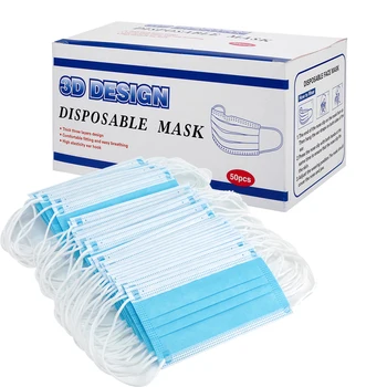 

100PCS 3 Layer Earloop Face Masks Safely Soft Breathable Mouth Mask Dust Mask Kids Non Woven Disposable Adult Dust Filter Masks