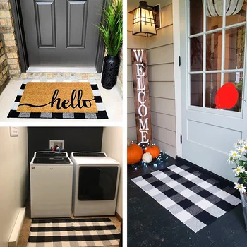 

Cotton Buffalo Plaid Rugs,Buffalo Check Rug,23.6Inch x35.4Inch,Checkered Outdoor Rug,Outdoor Plaid Doormat Rug For Kitchen