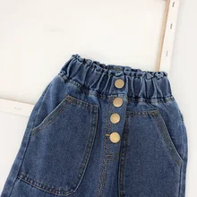 Ann младенческой Детская одежда модная детская одежда с воланами на талии джинсы стиль весна Костюмы Для женщин небольшой для детей