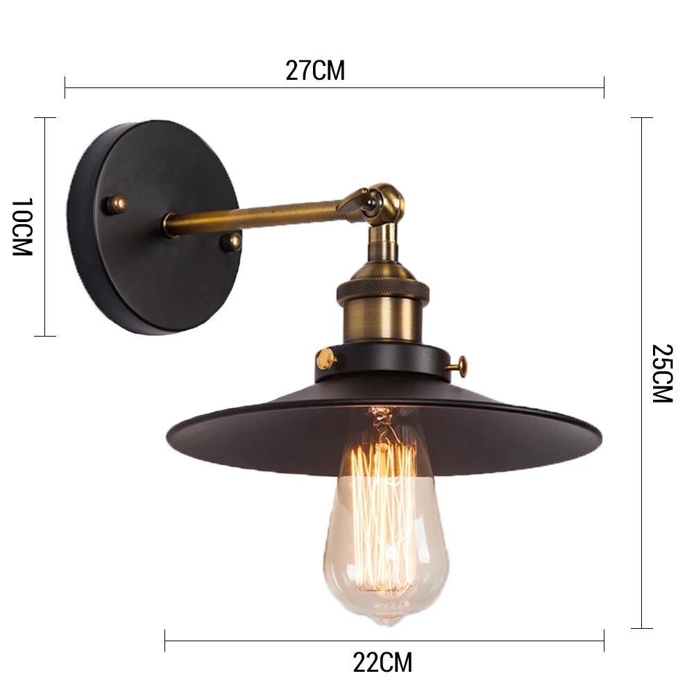 Винтажный промышленный Настенный светильник E27 110 В 220 В Ретро настенный светильник домашний декор Лофт Wandlamp бар спальня ванная лампа - Цвет абажура: one head