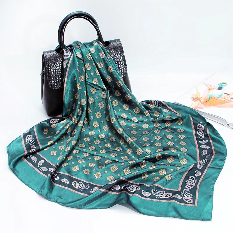 

Silk Scarf Female Spring Model Printing 90cm Satin Large Square Customization