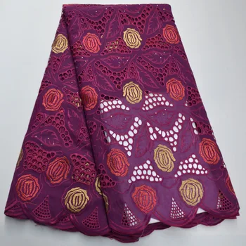 

Most Fashion African Swiss 100% Cotton Lace Fabric Stoned Nigerian Swiss Voile Lace In Switzerland For Garments Party Dress FX-5