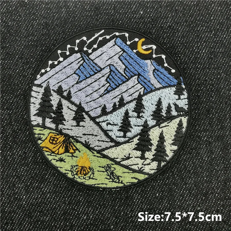 Mona Lisa Prajna Van Gogh Aufnäher für Kleidung, Sonnensystem, Sternenhimmel, Kleiderabzeichen, Berge, zum Aufbügeln, gestickter Streifen-Aufnäher – Detail 7