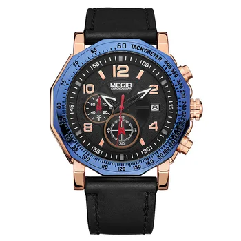 

Multifunction Quartz Watch Chrono Waterproof Sports Leather Men's Watches