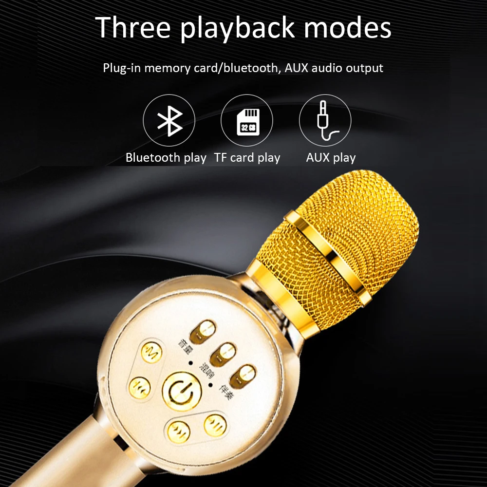 Bluetooth динамик микрофон беспроводной профессиональный ручной караоке микрофон для музыкального проигрывателя для вокала, с рекордером KTV поддержка TF AUX