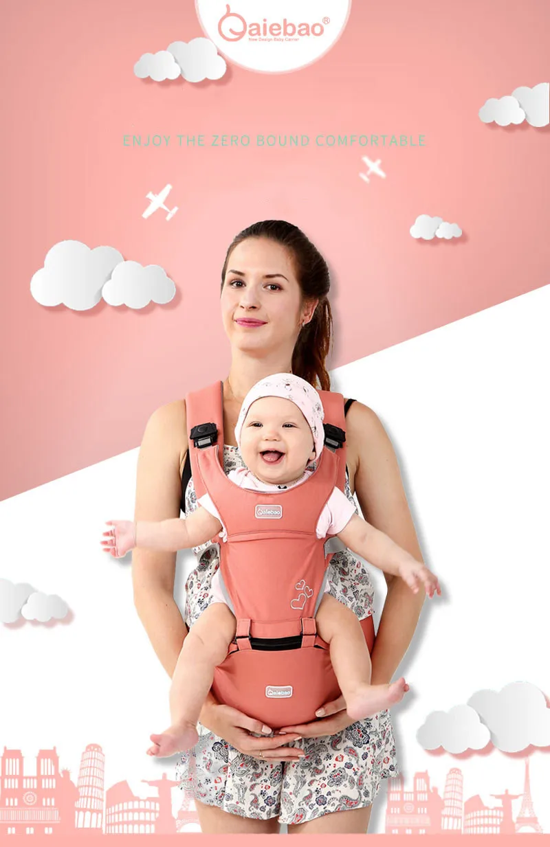 AIEBAO Baby Carrier детский Хипсит слинг эргономичный передний облицовочный кенгуру Слинги для младенцев для путешествий 0-36 месяцев