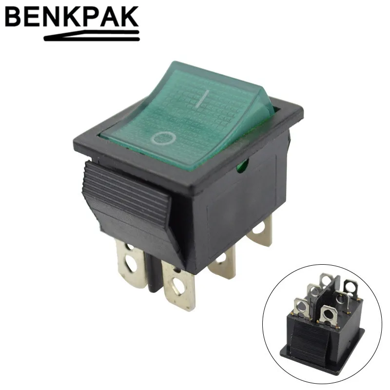 6pin green 2 шт. 220V Индикатор светильник 4pin 6 Pin перекидной переключатель ВКЛ-ВЫКЛ - Цвет: 6pin green