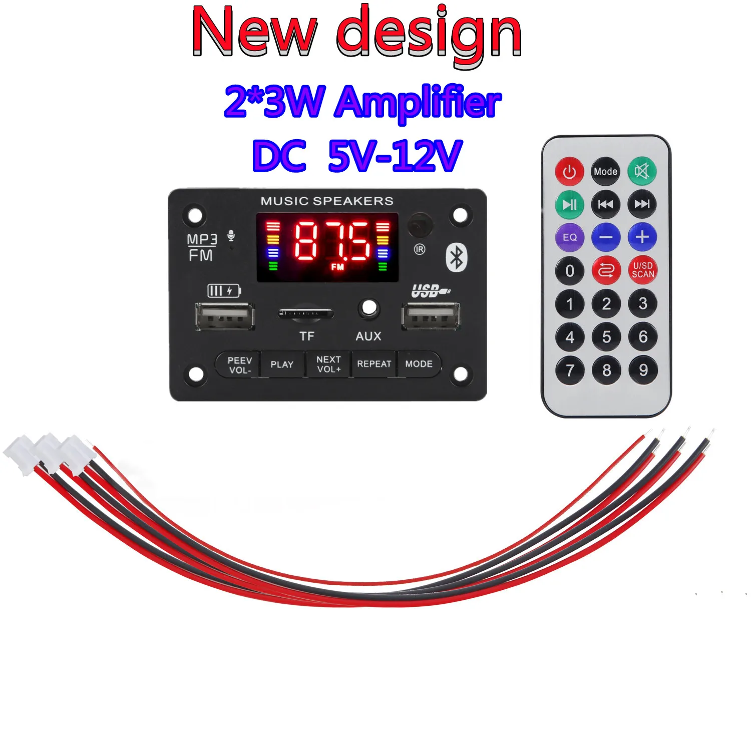 Amplifier 50W/ 6W Player Decoder Board 5V-18V Bluetooth-compatible 5.0 Car FM Radio Module TF USB AUX WMA Player Decode