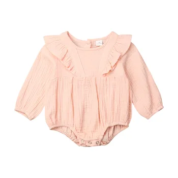 

Cute Newborn Baby Girl Long Sleeve Solid Color Cotton Bodysuit Jumpsuit Playsuit Outfits Baby Clothes