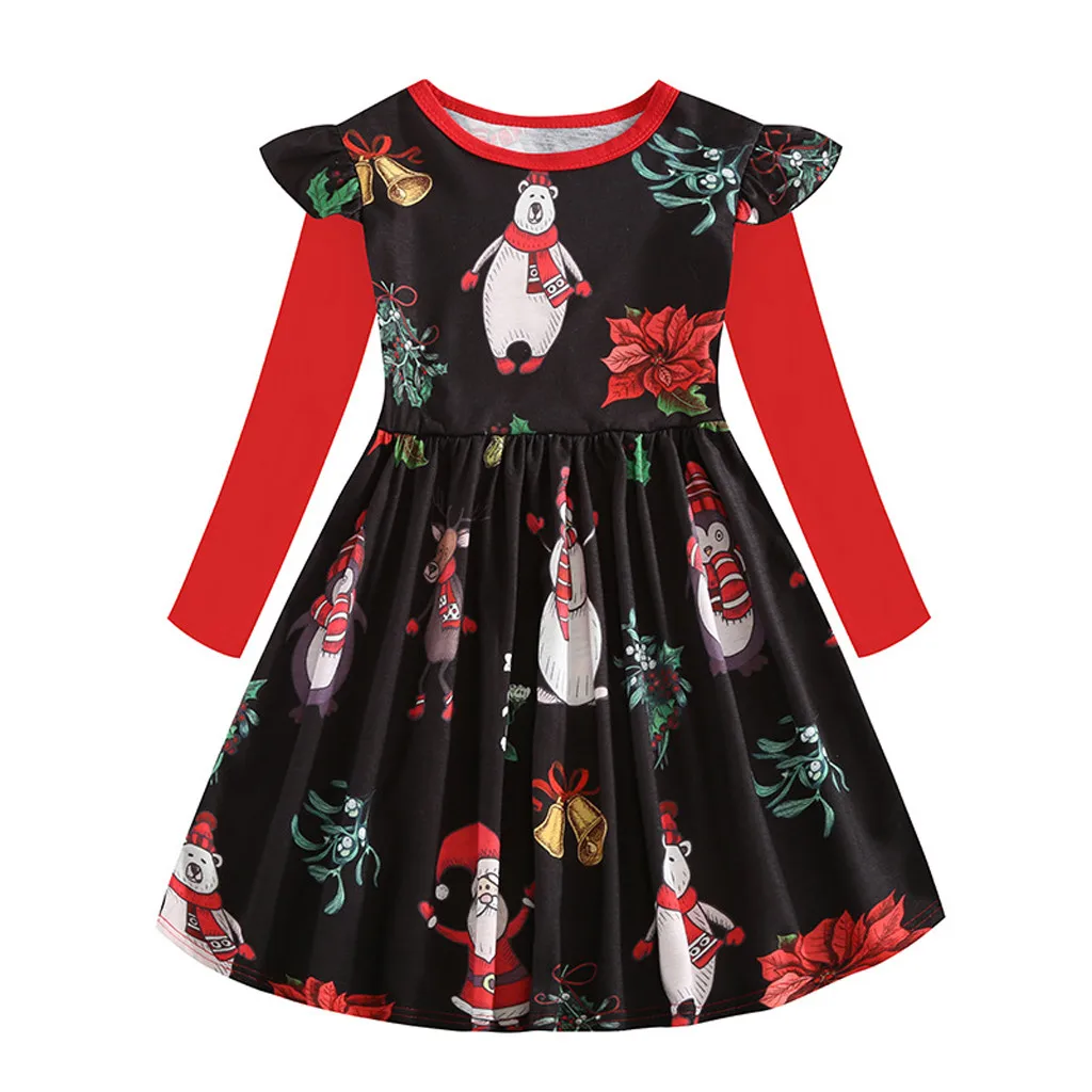 

SAGACE Girls Dress Christmas Princess Dress Outfits Princess Dress Outfits Animal Cartoon Snowman costume Long Sleeve Dresses
