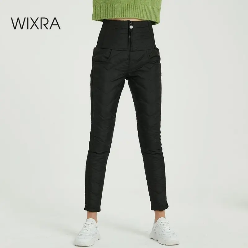 Wixra женские зимние брюки с высокой талией длинные уличные теплые плотные