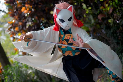 Аниме Demon Slayer Косплей Костюм Kimetsu no Yaiba Sabito накидка-кимоно маска для женщин и мужчин костюмы на Хэллоуин на заказ