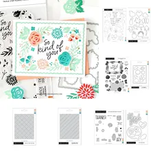 

New Flower Leaf Thank You Metal Cutting Die And Stamps Scrapbooking Background DIY Decoration Craft Embossing