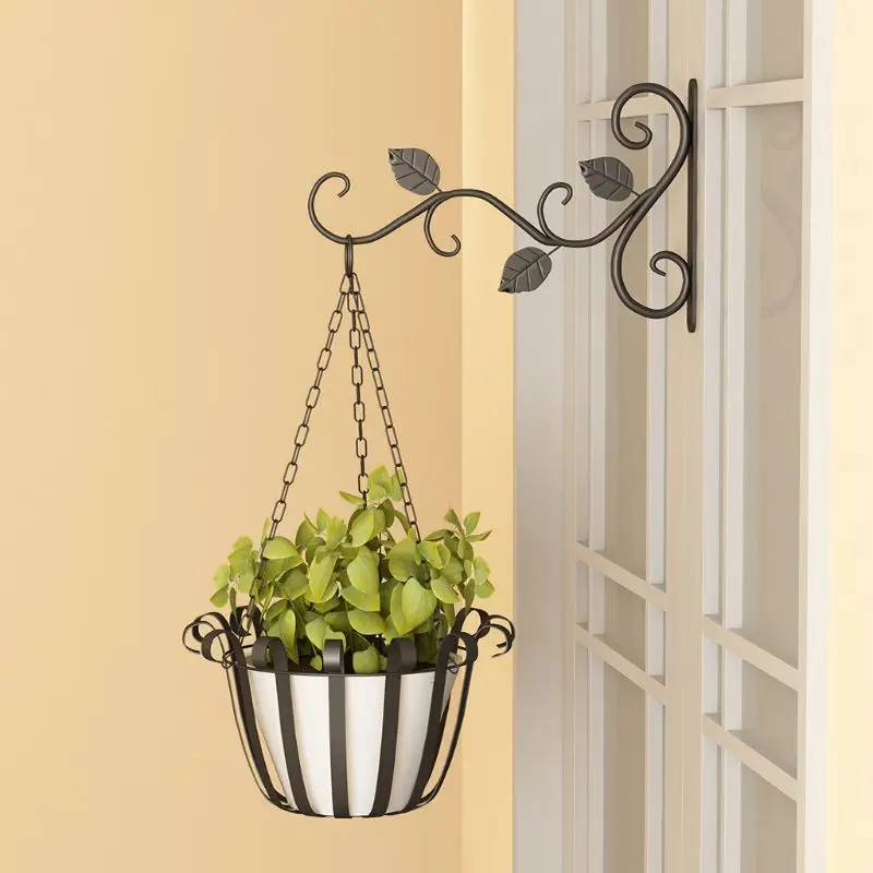 European Style Wall Hanging Flower Pot Support Bracket Hook Iron Hanger Plants Holder Balcony Home Decoration