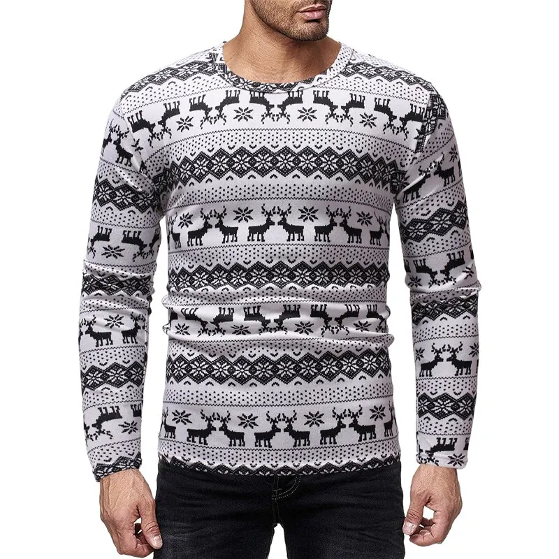 Рождественский свитер, Осенний повседневный мужской свитер, облегающий вязаный мужской свитер с круглым вырезом, пуловеры, пуловер для мужчин