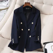 High-quality professional women's blazer 2020 Casual fashion double-breasted jacket feminine Elegant suit plus size M-5XL