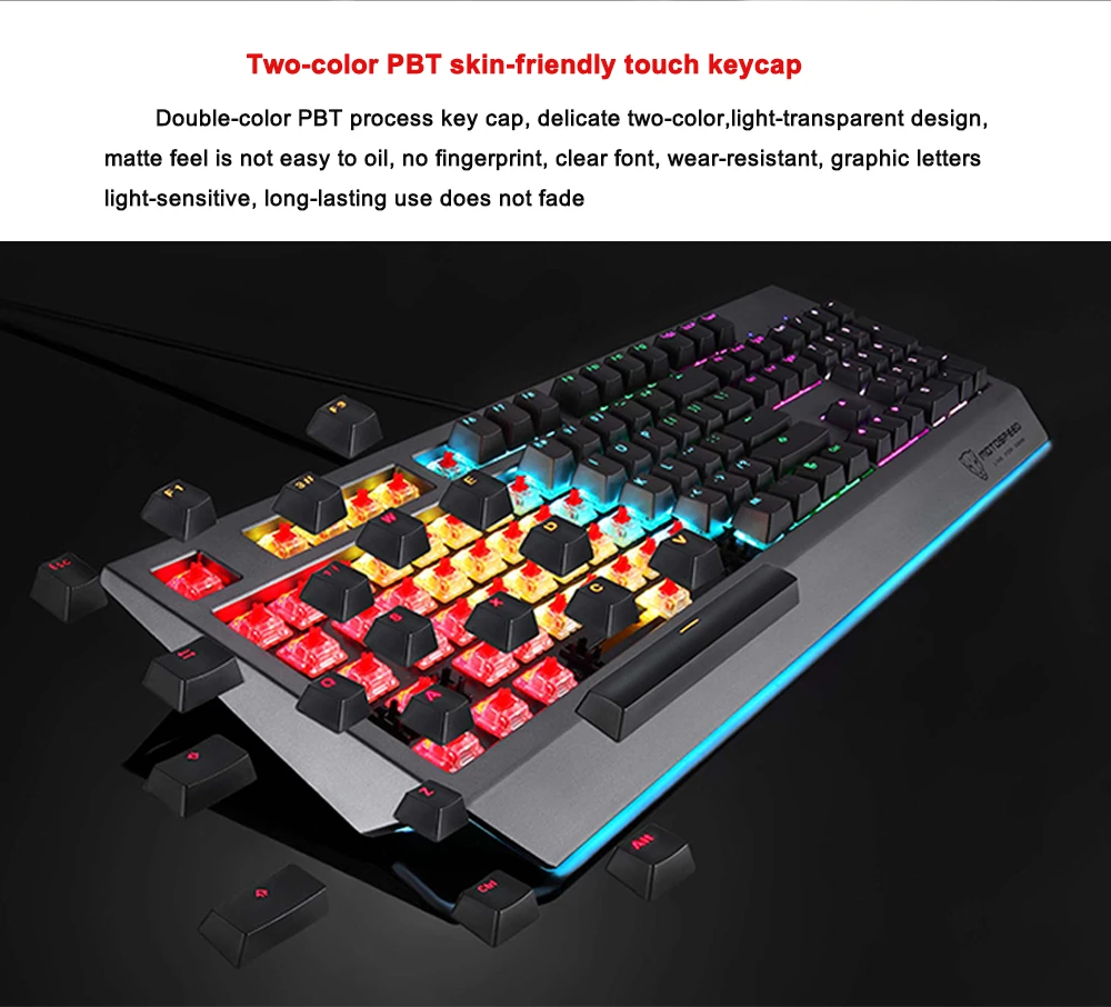 CK99 RGB подсветка игровая механическая клавиатура Вишневый красный синий переключатель анти-призрак 104 клавиш Креативный дизайн линкор