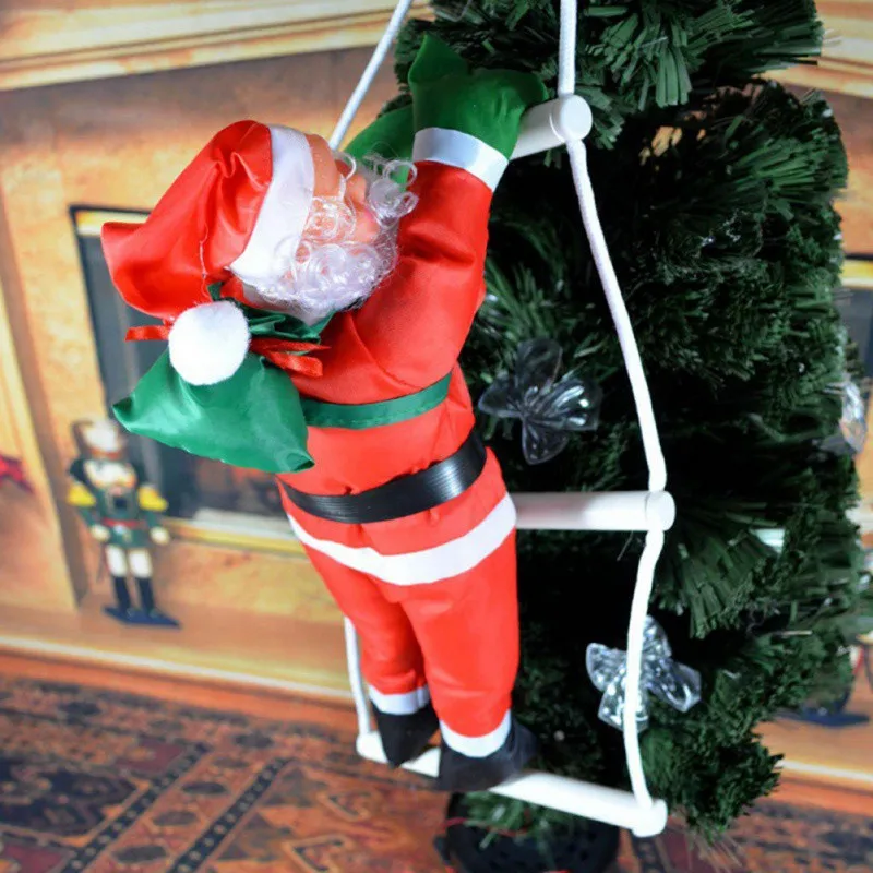 Прекрасный музыкальный Рождественский Санта-Клаус, электрическая подвесная лестница, украшение для рождественской елки, забавные новогодние подарки для детей w - Цвет: M