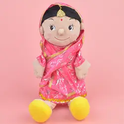 35 см индийская девочка наручная игрушка плюшевая игрушка, семья Фаршированная Ребенок/Дети Кукла развивающая игрушка подарок бесплатная