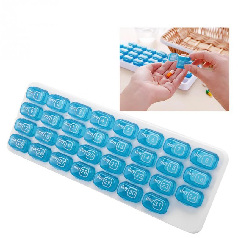

31 Grids Keyboard Style Medicine Organizer One Month Tablet Container Storage Case Care Tool