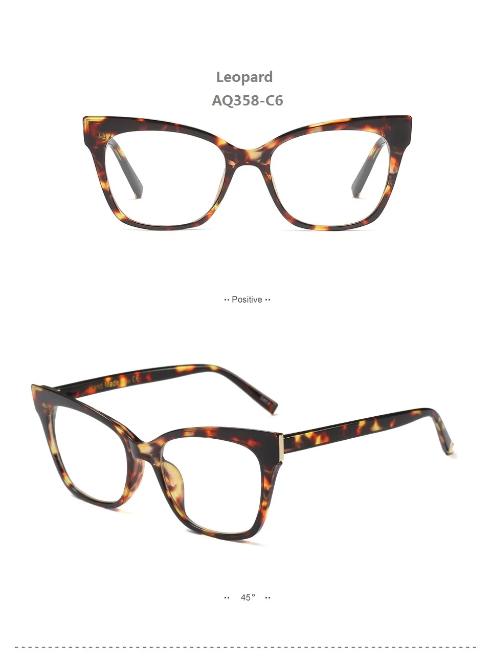 Women Fashion Concise Oversized Frame Cat Eye Light Cosy Reading Glasses Presbyopia 0.5 1.0 1.5 2.0 2.5 3.0 3.5 4.0 Diopter - Цвет оправы: AQ358-C6