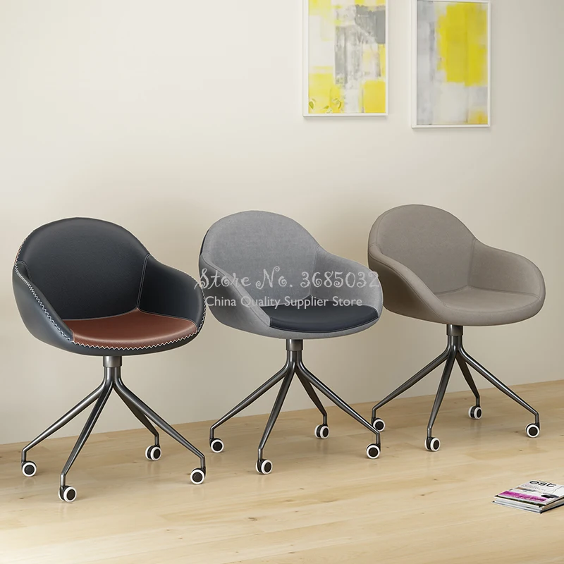 Steel Leg Office Chairs with Wheels Home Living Room Comfortable Lazy Sofa Leisure Swivel Metalic Boss Chairs Office Furniture Steel Leg Office Chairs with Wheels Home Living Room Comfortable Lazy Sofa Leisure Swivel Metalic Boss Chairs Office Furniture