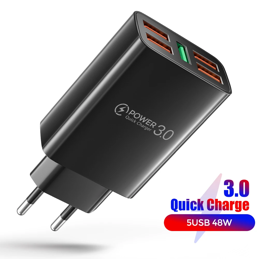 usb c 5v 3a 48W 5 USB Charger Quick Charge 3.0 For iphone 12 pro max 11 xiaomi samsung oneplus universal mobile phone fast charging Charger 65 w charger