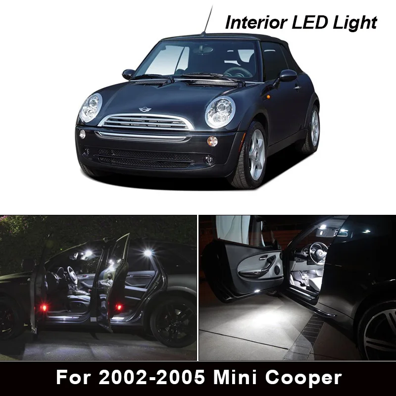 

9x White LED Light Bulbs Interior Kit For 2002 2003 2004 2005 Mini Cooper Map Dome License Plate Lamp Canbus Car Accessories