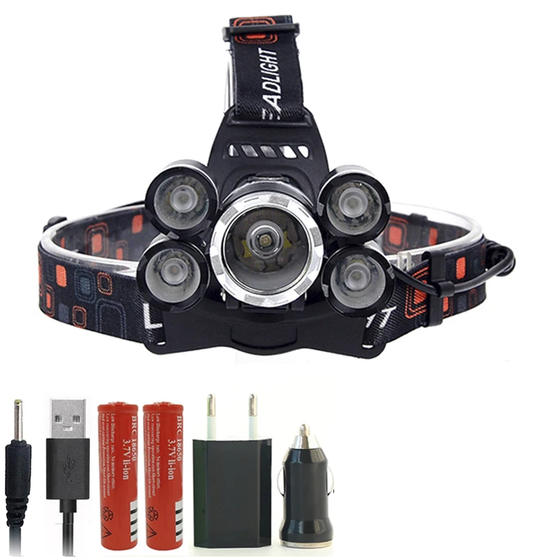 Зеленый Litwod Z20 Высокая мощность 5 светодиодный налобный фонарь 12000lm cree xml t6 светодиодный головной фонарь 18650 перезаряжаемый фонарик Фонарь - Испускаемый цвет: Зеленый