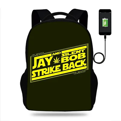 k8038 17 дюймов Jay And Silent Bob принт USB порт рюкзак для детей школьная сумка для подростков мальчиков и девочек рюкзак Mochila - Цвет: k8038