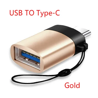 Сменный usb-адаптер с разъемом type-c OTG USB type C OTG usb C 3,0 преобразователи данных для зарядки Macbook samsung S10 huawei one plus - Цвет: Gold