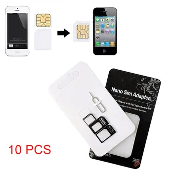 

10 Set Nano Micro Mini Standard SIM Card Adapter Kit Set Adapter Tools PR Sale