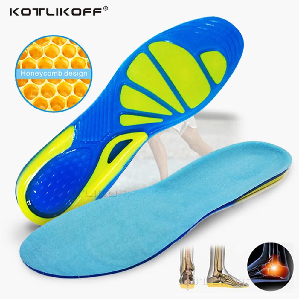 KOTLIKOFF Unisex Silicone Sport Insoles For Spur Plantar Fasciitis Shock Absorption Comfortable Pads Running Gel Insert | Обувь